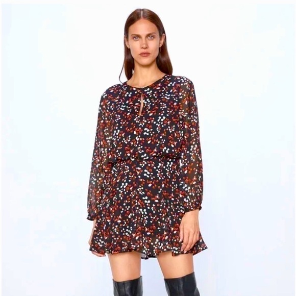 New ZARA NWOT Multicolored Printed Mini Dress - Picture 3 of 6